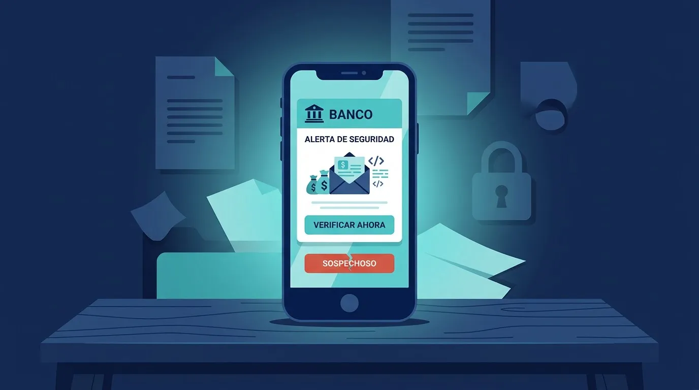 Ilustración de la nota: Alerta bancaria falsa: cómo reconocer el fraude y protegerte